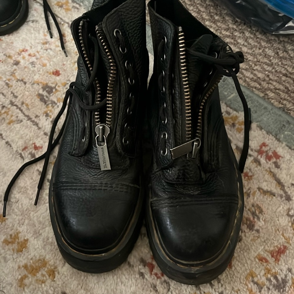 Dr Doc Martens zip up platform combat boots